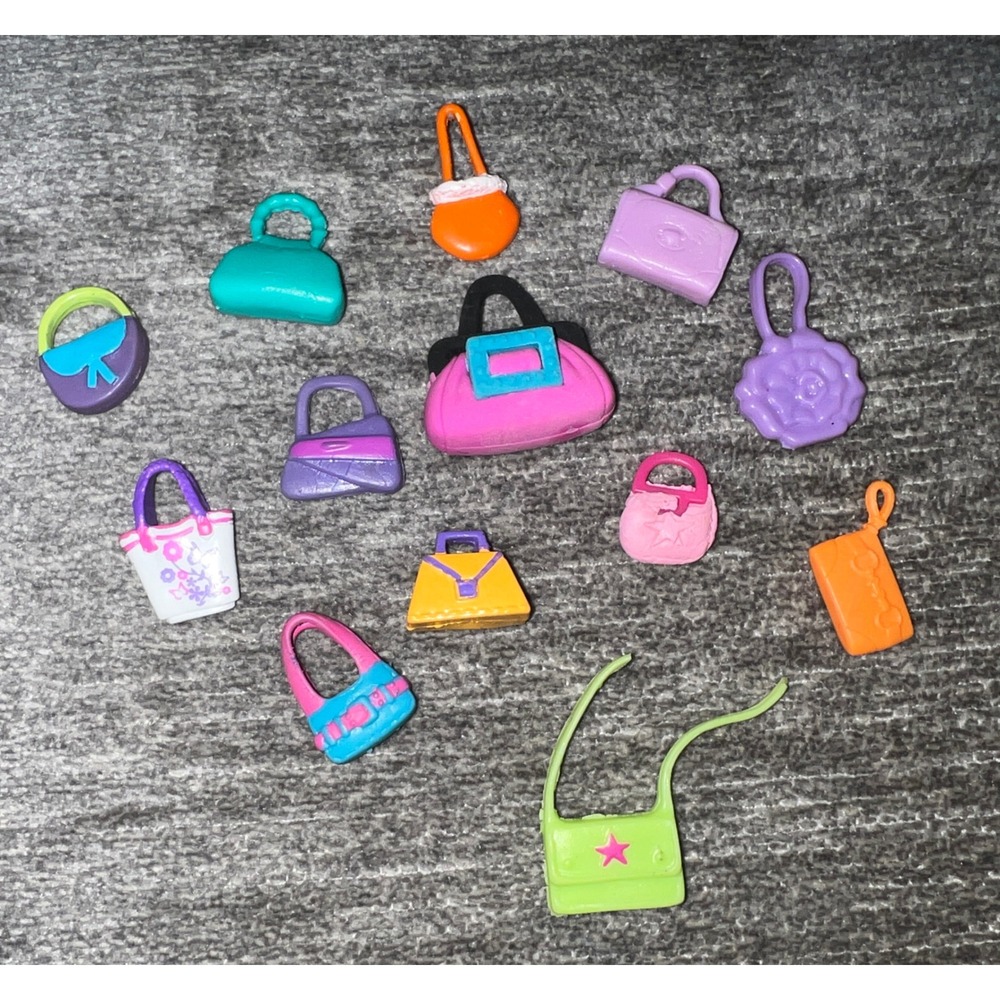 Lot of 13 Miniature Doll Purses Handbags Accessories Assorted Colors Styles